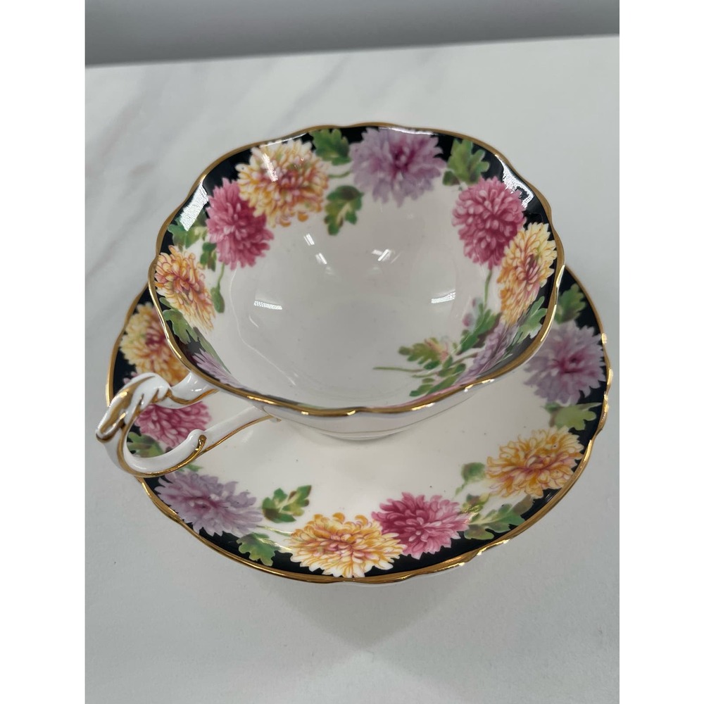 1939 Vintage PARAGON Fine Bone China Cup & Saucer CHRYSANTHEMUM (MUMS) FLOWERS - Picture 9 of 11